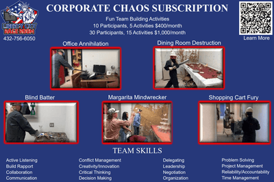 Corporate Chaos Subscription 10 Participant Per Month - Liberty City Rage Room