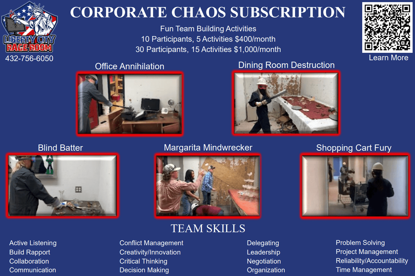 Corporate Chaos Subscription 30 Participant Per Month - Liberty City Rage Room